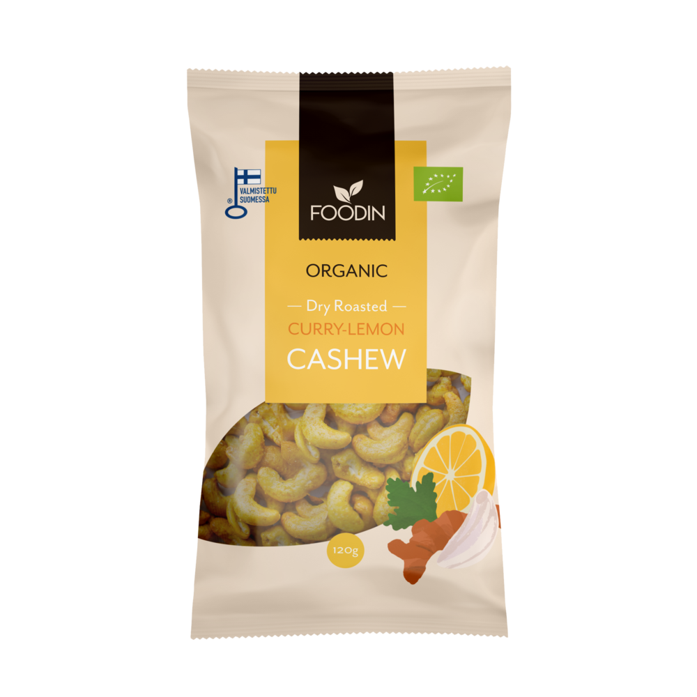 Foodin Luomu Curry-Lemon Cashew (Parasta ennen 28.02.2025)-Foodin-Hyvinvoinnin Tavaratalo