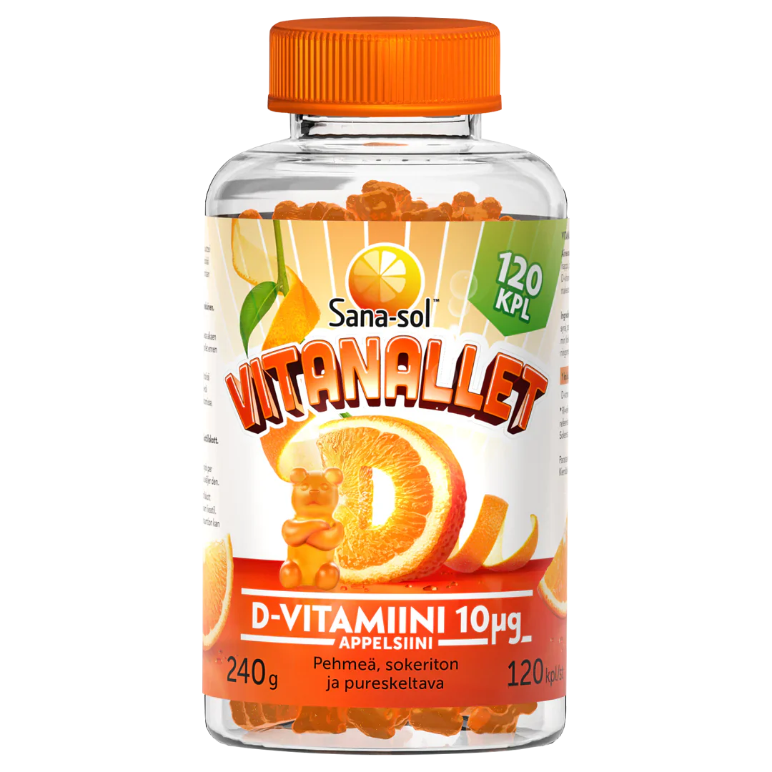 Sana-sol Vitanallet D-vitamiini Appelsiini (Parasta ennen 11.02.2025)-Sana-sol-Hyvinvoinnin Tavaratalo